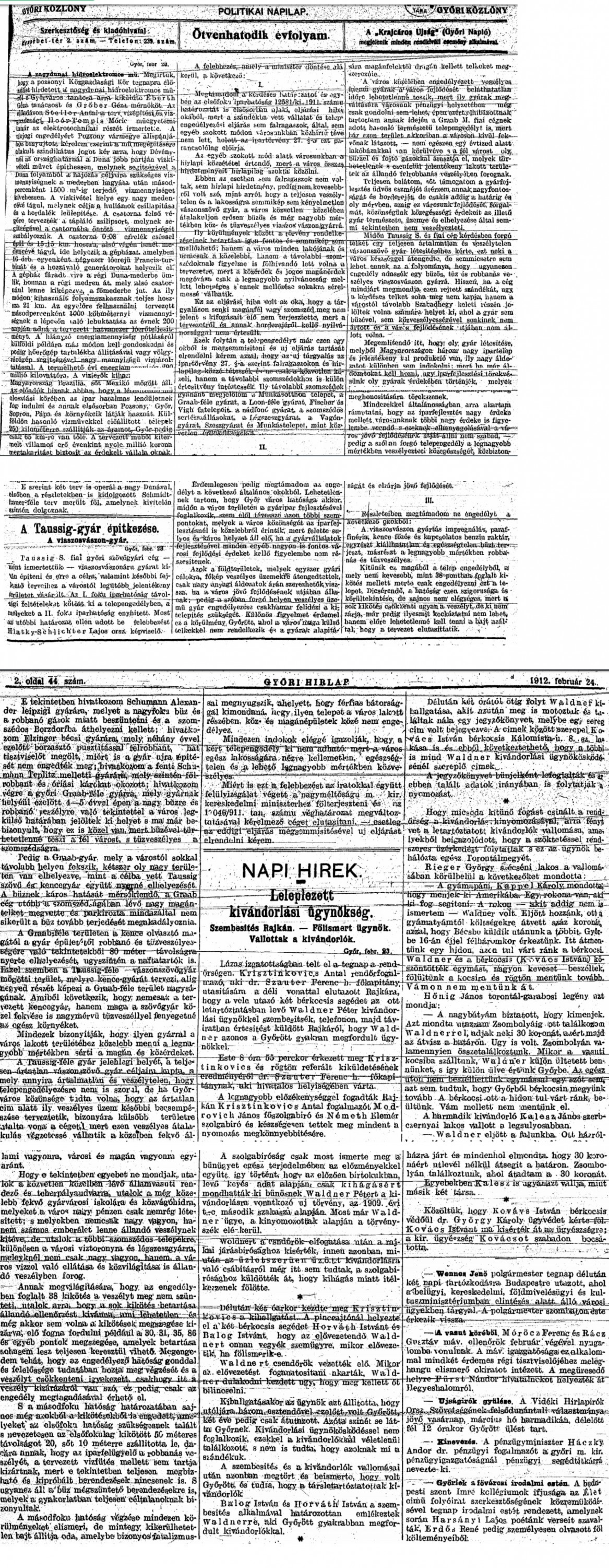 Győri Hírlap, 1912. február 24.